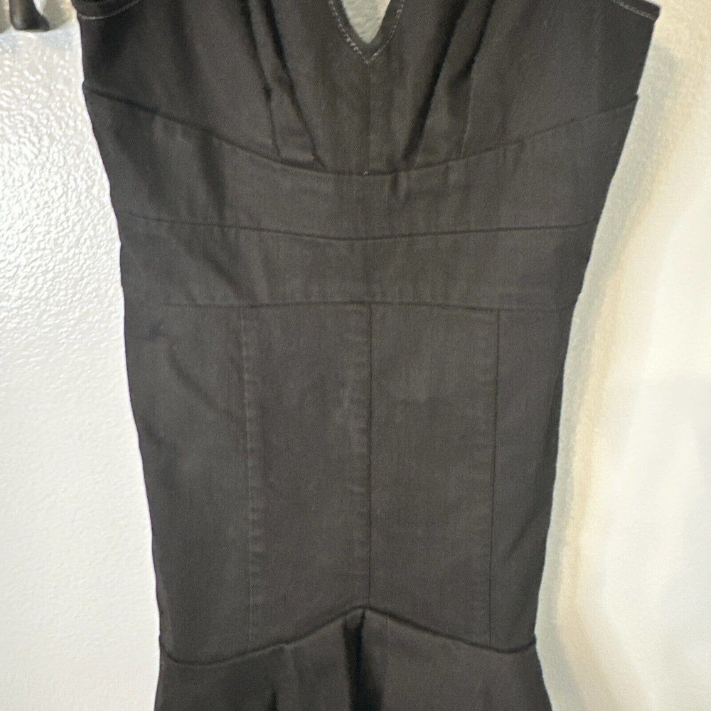 Rachel Zoe Sheath Dress 2 Black Sleeveless Pleated Ruffle‎ Hem Denim Bridget NEW - Picture 3 of 10